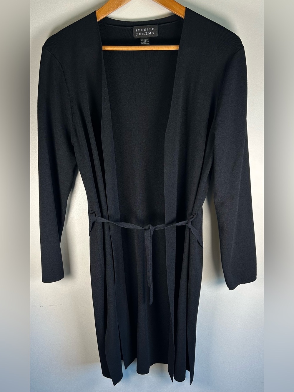 Spenser Jeremy Women’s Open Front Cardigan Size 12 Black Viscose Nylon EUC